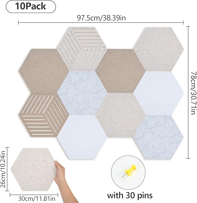 Acoustic Felt Bulletin Board Tiles Self-Adhesive Sound Absorbing Wall Panels