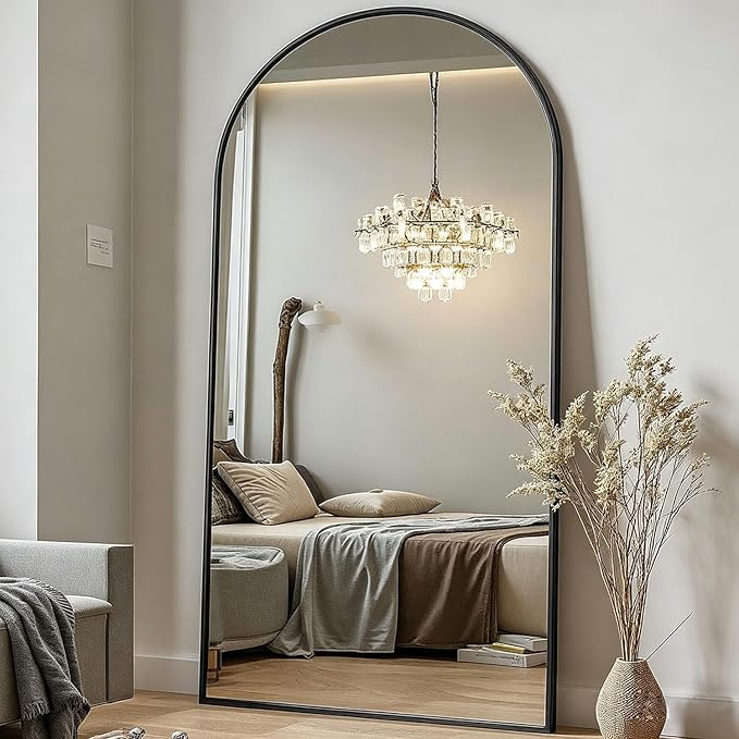 DMWOODFL 46"x90" Extra Large Arched Full Length Black Mirror