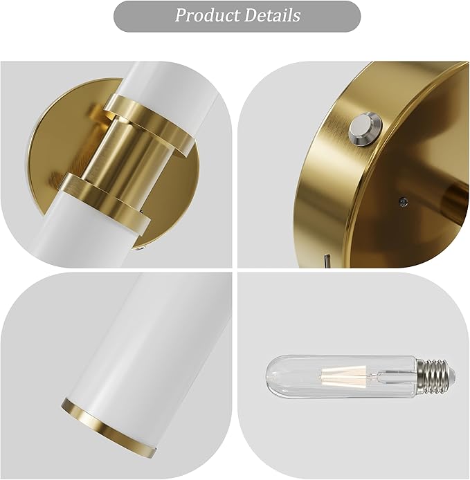 Rayogale Battery Operated Wall Sconce Set of 2, Modern Rechargeable Wall Lights