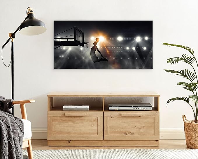 Muolunna BK06662 Basketball Sports Canvas Wall Art Picture 1 Panel Sports Painting Art Prints For Living Room Boys Room Office Wall Decor Artwork
