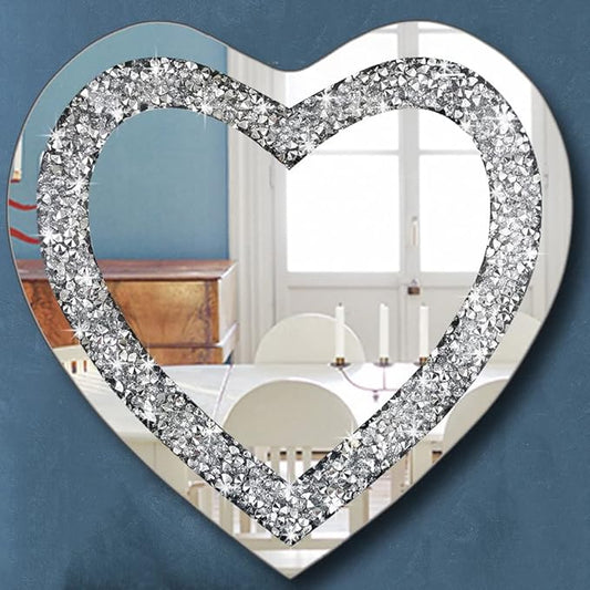 DMDFIRST Crystal Crush Diamond Heart Shaped Silver Mirror