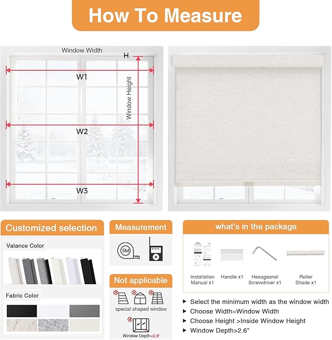 AOSKY No Drill Cordless Blackout Roller Shades