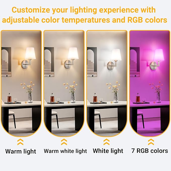 Vimhou Peel and Stick Wall Sconces, Stick On Wall Sconce Set of 2, Battery