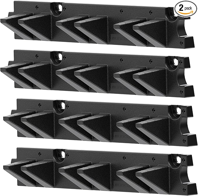 Suncast 2 Pack Long Handle Tool Organizer, Resin Wall Mount Storage Rack with Interlocking Hook System for Garage or Closet, 4.5” x 25” x 5.25”, Black