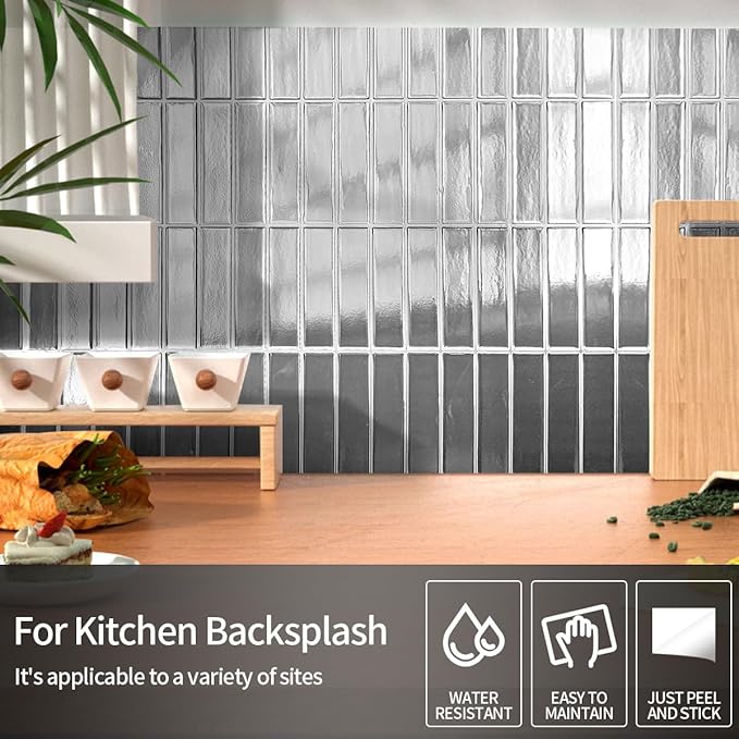 Peel and Stick Backsplash 3D Wall Tiles, Self-Adhesive, Oil Proof, Waterproof