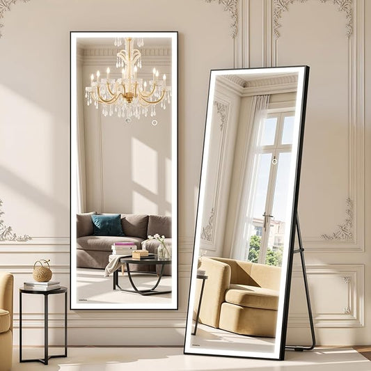 Kosmonia 71x28 Full Length Mirror, Dimmable 3 Color LED Light w/Light Memory