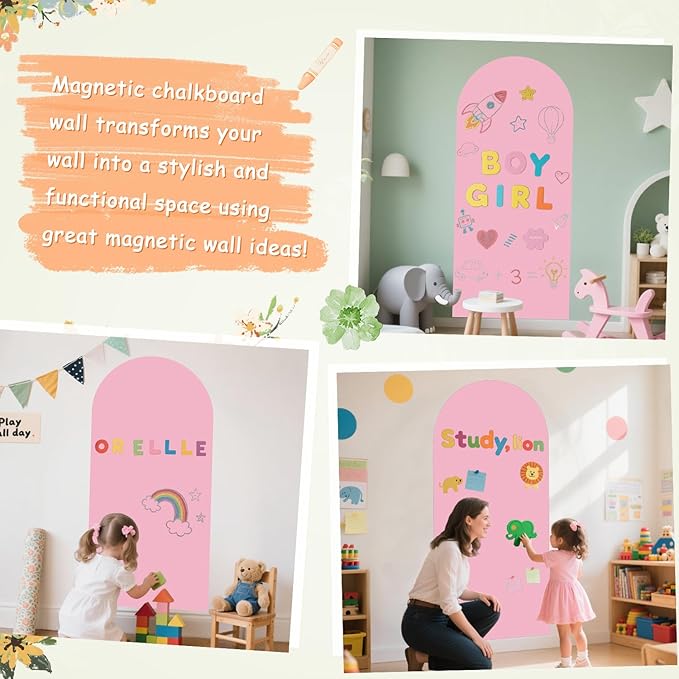 Magnetic Wall Decal 39.3x17.5 Inch Pink Color Magnetic Wall Decal Magnet Wall