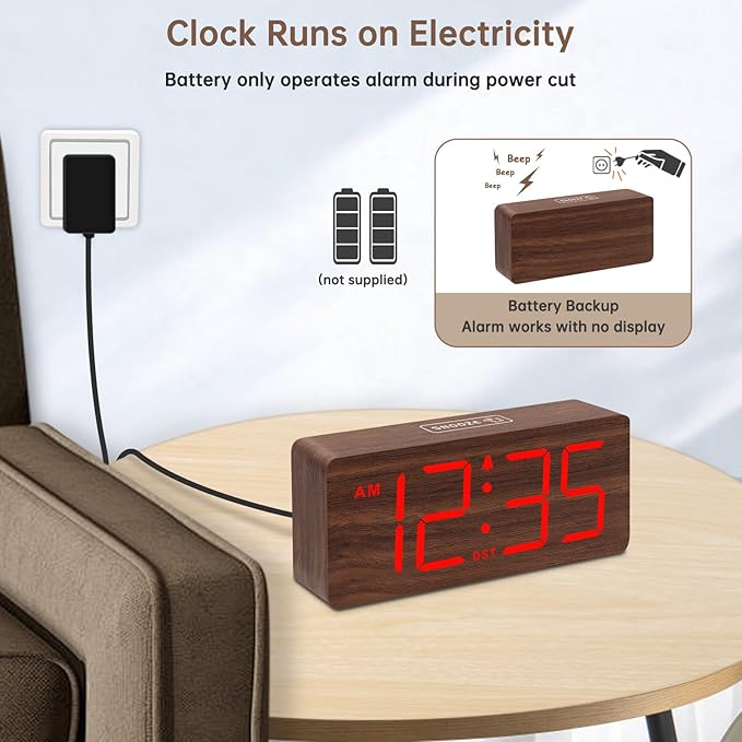 DreamSky Wooden Digital Alarm Clock