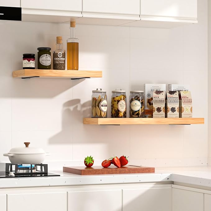 8 Pack - 14 inch Black Hidden L Shelf Bracket Iron Floating Shelf Brackets