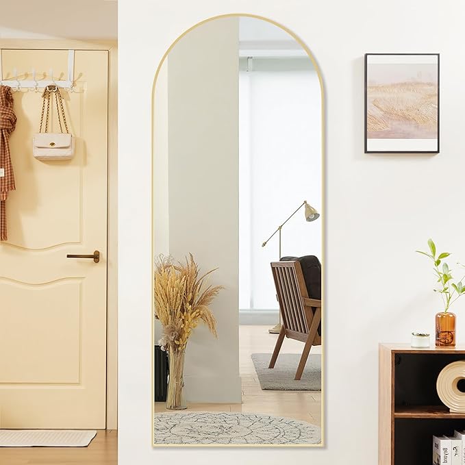 Sweetcrispy 64"x21" Arched Full Length Mirror, Leaning or Standing Full Body