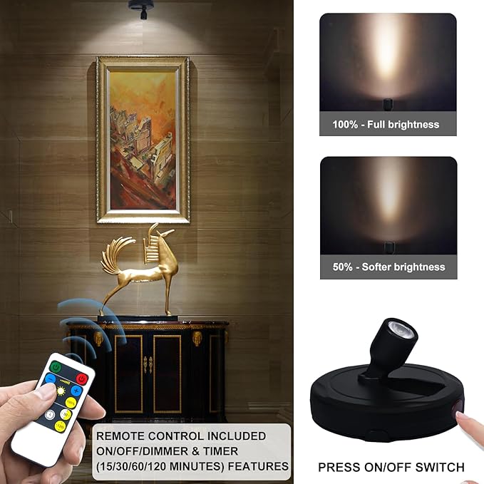 HAMVIDNE LED Spotlights, Battery Powered Picture Lights, Uplighting Indoor