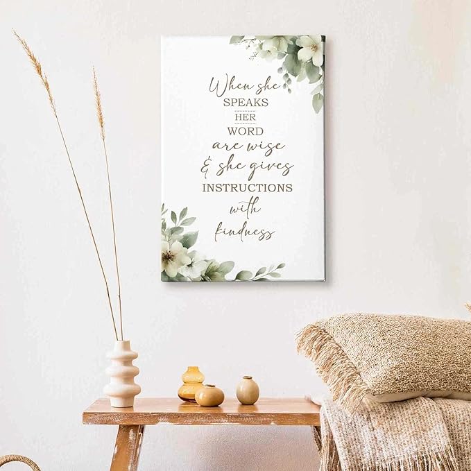 HIWX Christian Wall Decor, Sage Green Botanical Bible Verses Framed Canvas