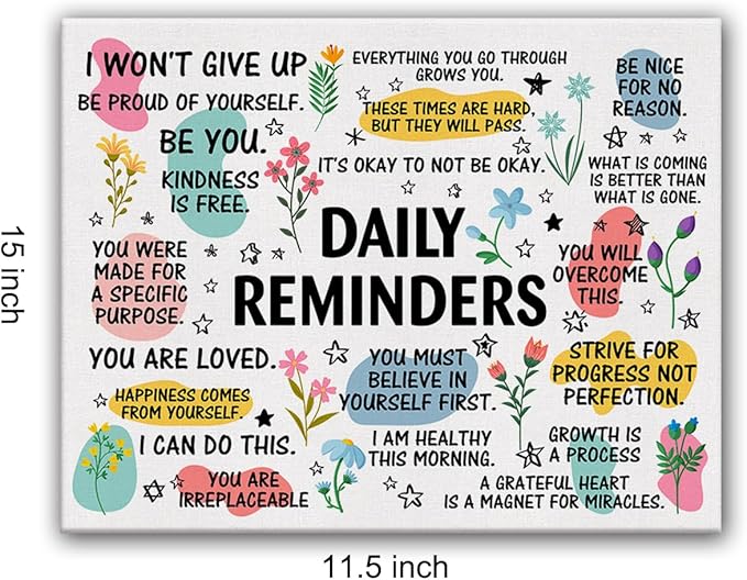 Inspirational Daily Reminders Poster Canvas Wall Art
