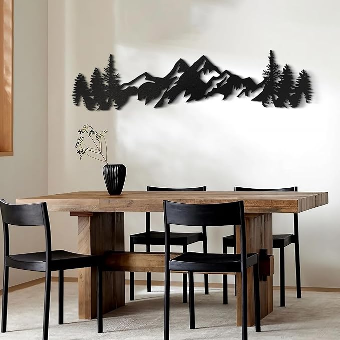 Metal Mountain Wall Art 71 Inch Long, Mountain Wall Decor, Hangings for Living Room, Bedroom