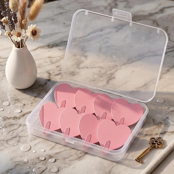 Heart Wall Hooks, 8 Pack, Small Pink Decorative Accessories, Purse Hanger