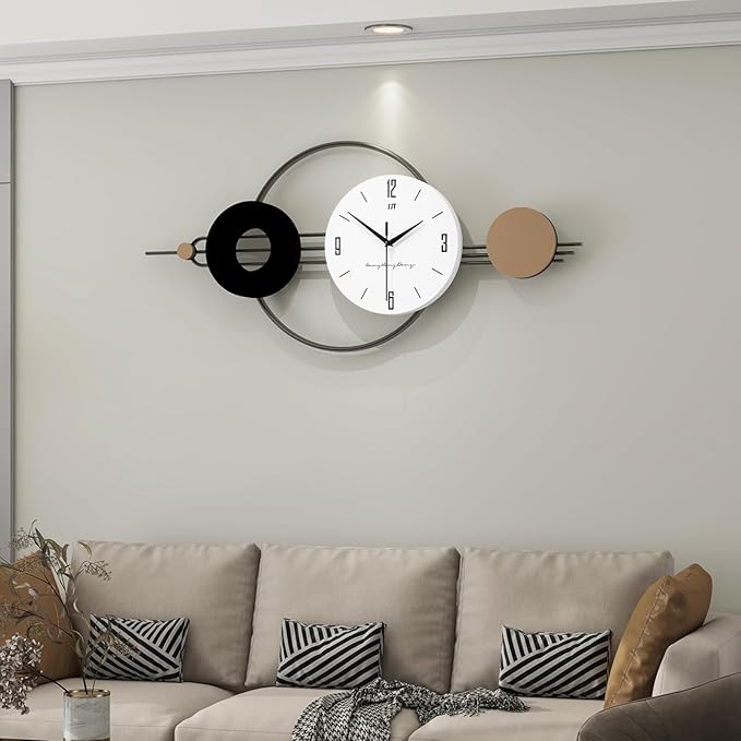 Decorative Wall Clocks for Living Room Decor, Large Modern Metal Wall Clocks