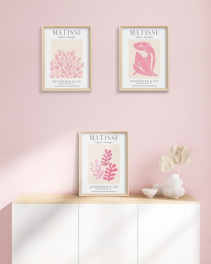 Framed Matisse Pink Canvas Wall Art, Abstract Matisse Canvas Wall Decor