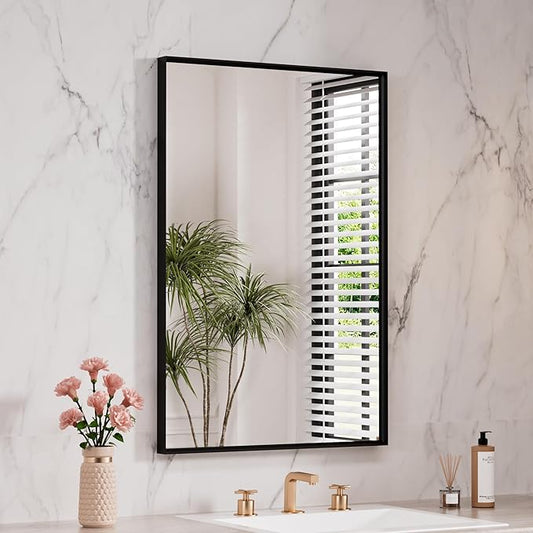 LOAAO Black Bathroom Mirror 32"X36"