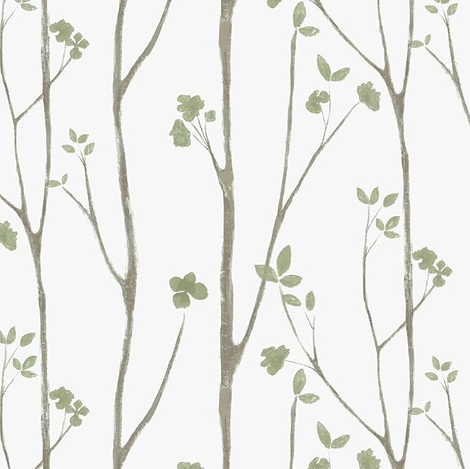 Timeet Peel and Stick Wallpaper Green Leaf Wall Paper Boho Floral Contact Paper