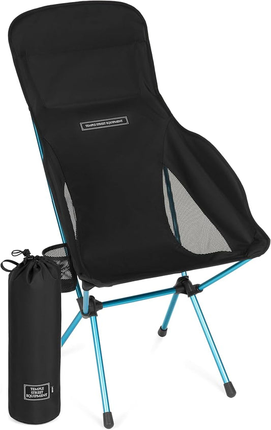 TSE HC100 Camping Chair, 3.36lbs Lightweight Folding Chair with Cup Holder, Portable and Easy to Carry for Camping, Beach, Hiking, Urbain, Festival or Garden (Black/Blue)
