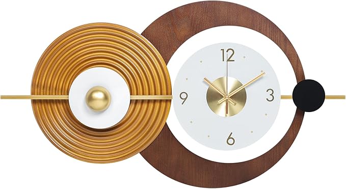 Wall Clock Modern Battery Operated Big Clocks Metal and Wooden Nordic Style