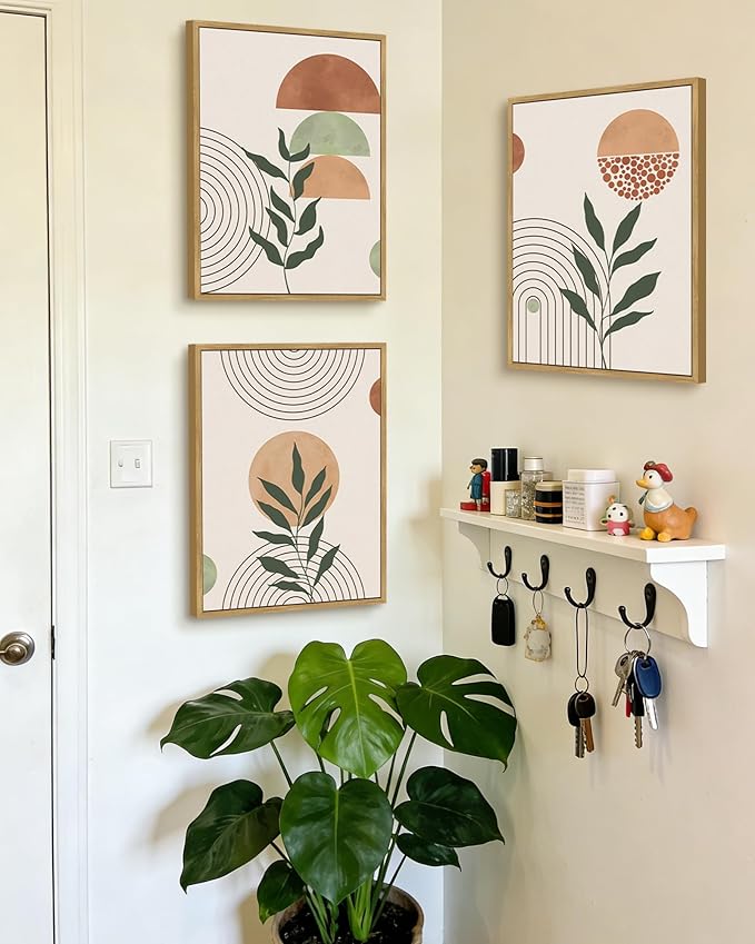 PHOPAGO Boho Wall Art Sage Plant Botanical Bohemain Framed Wall Printing