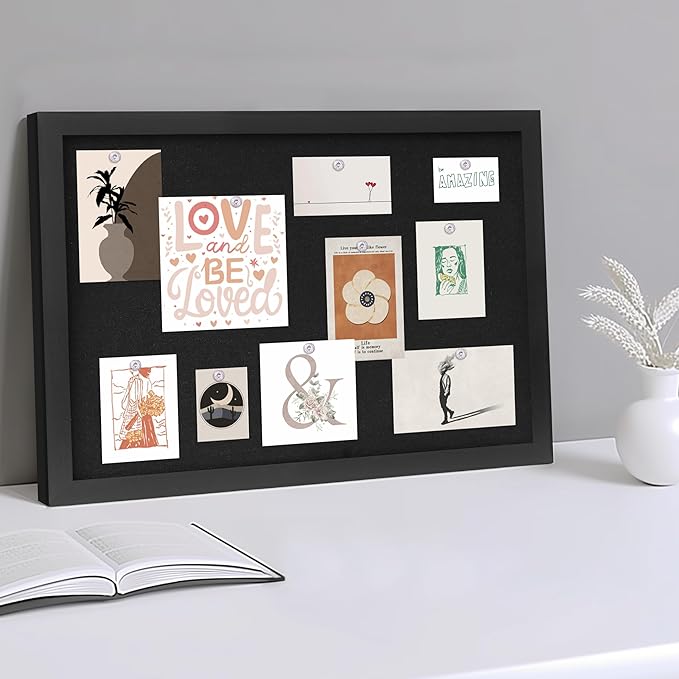DAHAPYBOO Cork Board with Linen Black 2Pack, Bulletin Board 17"x12", Corkboards