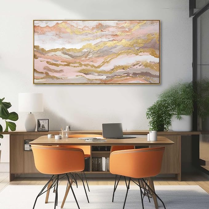 YJYart Pink Abstract Wall Art/Girl Room 20x40 Inch/Large Wall Art