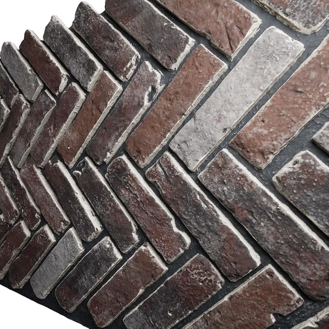 EverStone Herringbone Faux Brick Panel, 46 1/2"W x 25 1/4"H x 1"D, Moon Rock