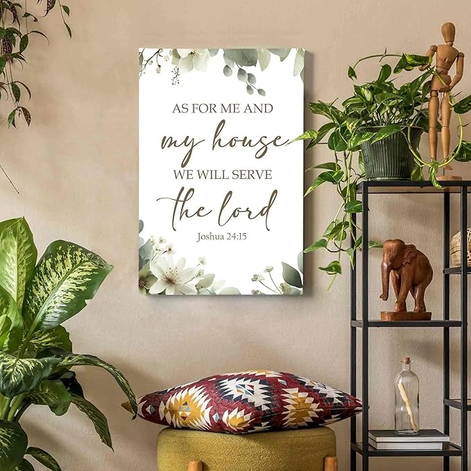 HIWX Christian Wall Decor, as for Me and My House Bible Verses Sage Green