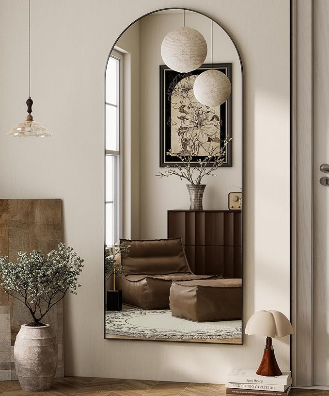HARRITPURE 64"x21" Full Length Mirror, Arched Full Mirror, Free Standing