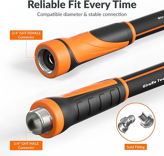 Giraffe Tools Garden Hose 5/8", Water Hose Heavy Duty, Flexible, Lightweight Hybrid Hose with Swivel Handle, 5ft Male to Female Fittings, Burst 600 PSI, Short Leader Hose
