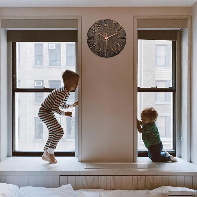 Wall Clock, Silent Clock, Wall Clocks Battery Operated， 12 inch Modern Wall
