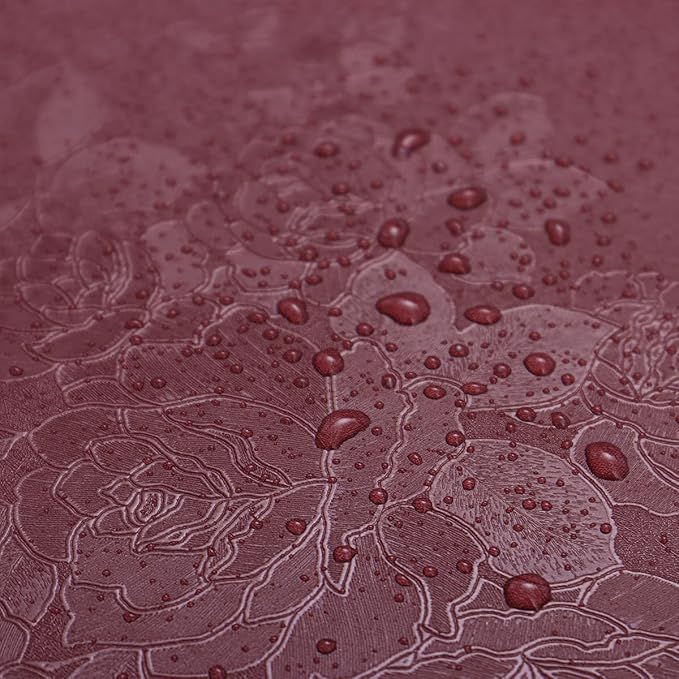 Erfoni 197"x17.7" Vintage Dark Red Wallpaper Thicken Floral Embossed Contact