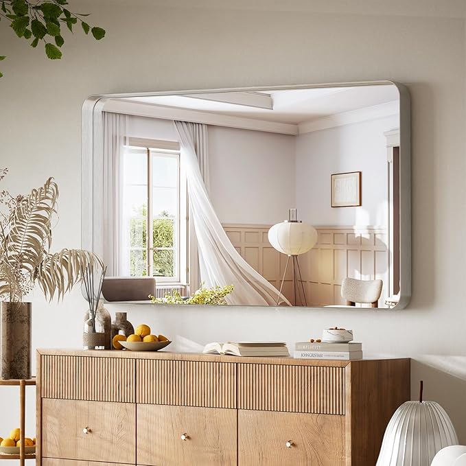 VooBang Bathroom Mirror 30x48 inch, Modern Round Corner Bathroom Vanity Mirror