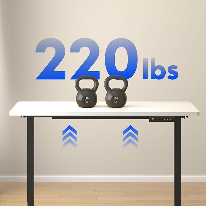 FLEXISPOT E3 Dual Motor Electric Standing Desk 48 x 30 Sit Stand Up Desk, Holds 220 lbs, Adjustable Height w/Memory Presets, One-Piece White Desktop & Black Frame, Ships in 2 Boxes