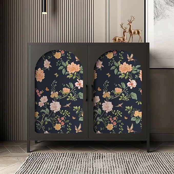 Froluya Dark Blue Floral Peel and Stick Wallpaper Vintage Floral Contact Paper