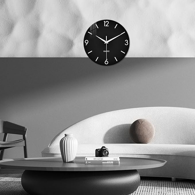XFM Minimalist Wall Clocks Battery Operated 20 Inch Large Black Wall Clock