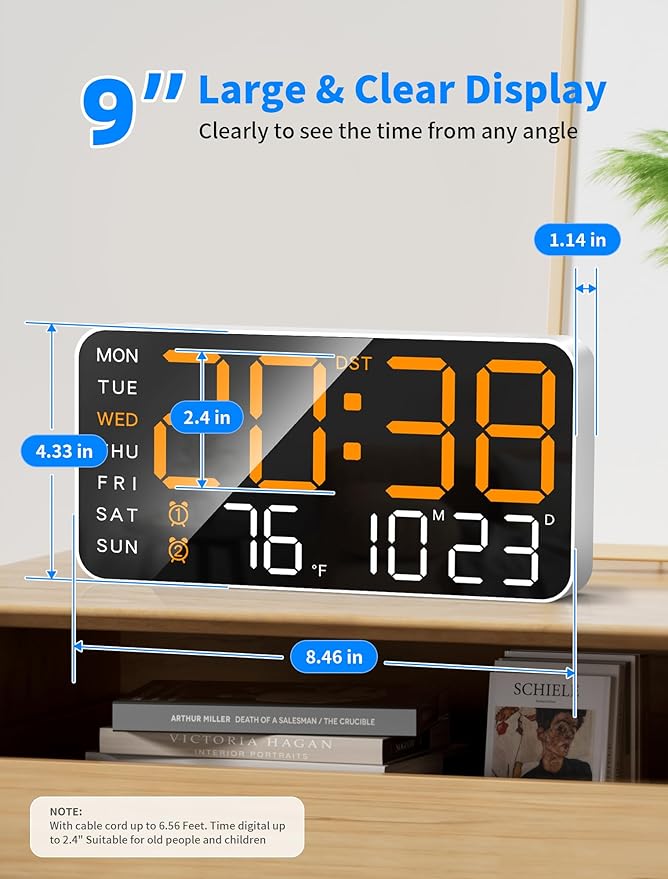 MASHI 8.4''Large Digital Wall Clock, Led Alarm Clock