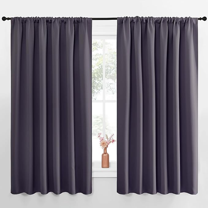 NICETOWN Blackout Curtains for Bedroom, 1 Pair, 62 by 63-inch, Window Treatment