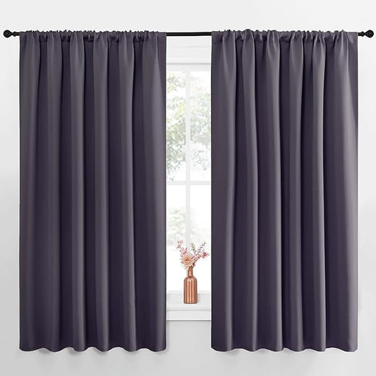 NICETOWN Blackout Curtains for Bedroom, 1 Pair, 62 by 63-inch, Window Treatment