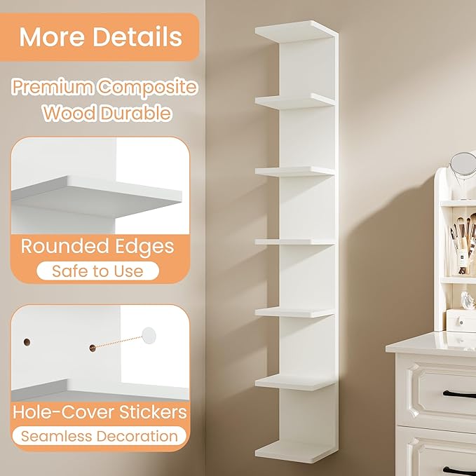 upsimples 7-Tier Floating Wall Shelf, Decorative Shelves