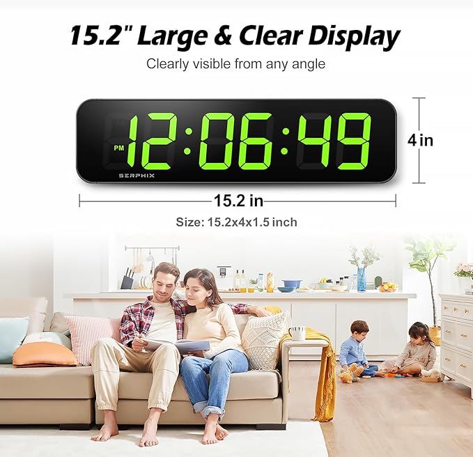 15.2" Large Digital Wall Clock