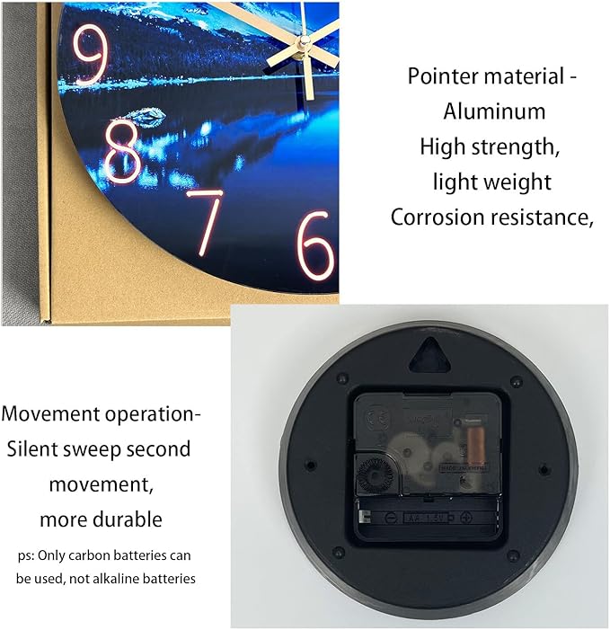 Blue Wall Clocks for Living Room 14 Inch Analog Wall Clock Battery Operated