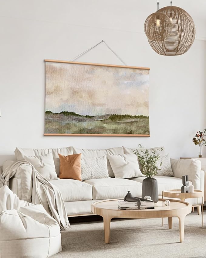 VIYYIEA Extra Large Canvas Wall Art, 36x54 Inch Minimalist Landscape Painting, Neutral Abstract Nature Wall Decor for Living Room or Bedroom, Above Sofa