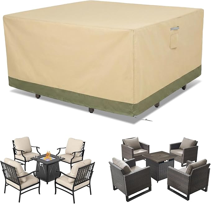 COWVIE Square Outdoor Furniture Cover for Sectional Sofa Set, 600D Waterproof Patio Set Cover for Lawn General Purpose Table and Chairs, 66''L x 66''W x 32''H
