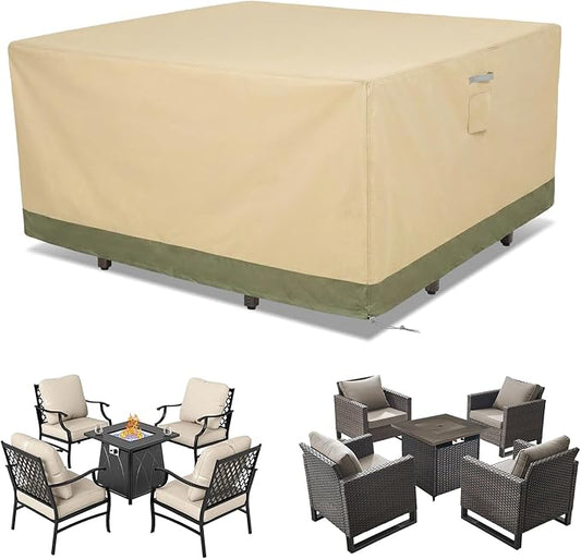 COWVIE Square Outdoor Furniture Cover for Sectional Sofa Set, 600D Waterproof Patio Set Cover for Lawn General Purpose Table and Chairs, 86''L x 86''W x 32''H