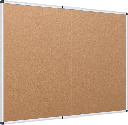 VIZ-PRO Cork Bulletin Board/Foldable Noticeboard, 48 X 36 Inches