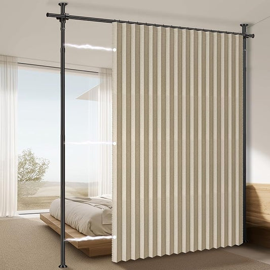 100% Blackout Room Divider Curtains Sets Beige W100 x L96 in, 1 Panel Curtain
