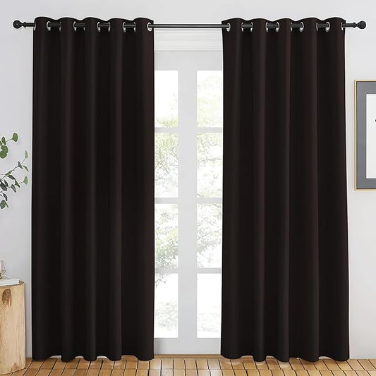 NICETOWN Toffee Brown Blackout Curtains 84 inch Length, Grommet Top Room